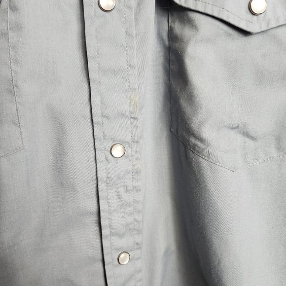 Northern Plains Mens |16.5x33| VTG LS Blue Western Pearl Snap Point Collar Shirt - Picture 4 of 8
